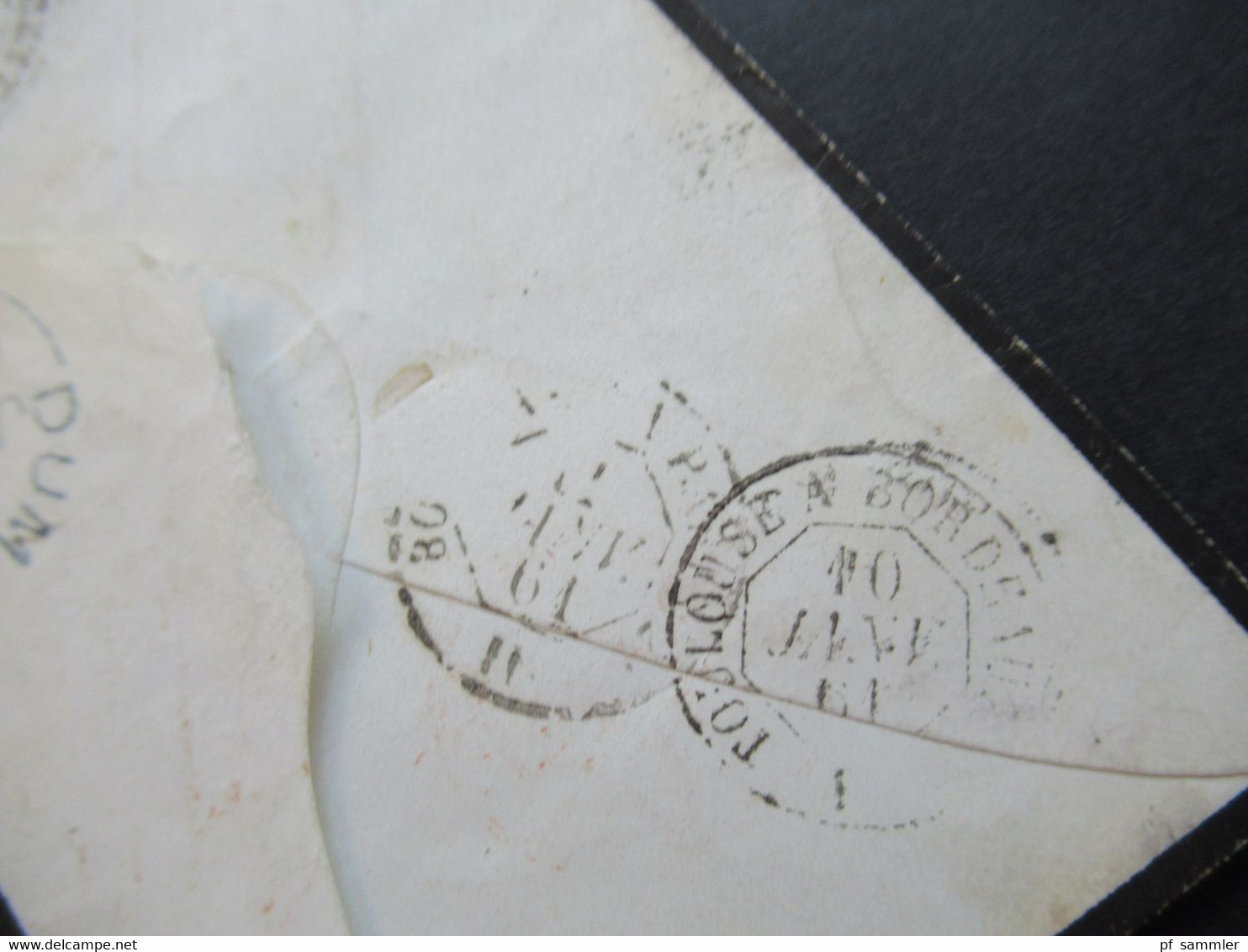 Transit 1861 Napoleon III. Nr.13 (2) Rautenstempel 1896 Trauer Auslandsbrief nach Dumfries Schottland Stempel PD