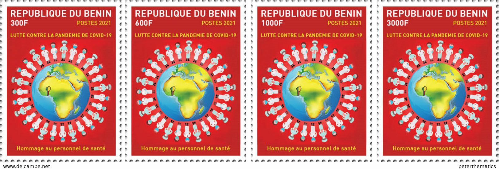 BENIN, 2021, MNH, COVID, JOINT ISSUE, 4v, SCARCE, OFFICIAL ISSUE - Andere & Zonder Classificatie