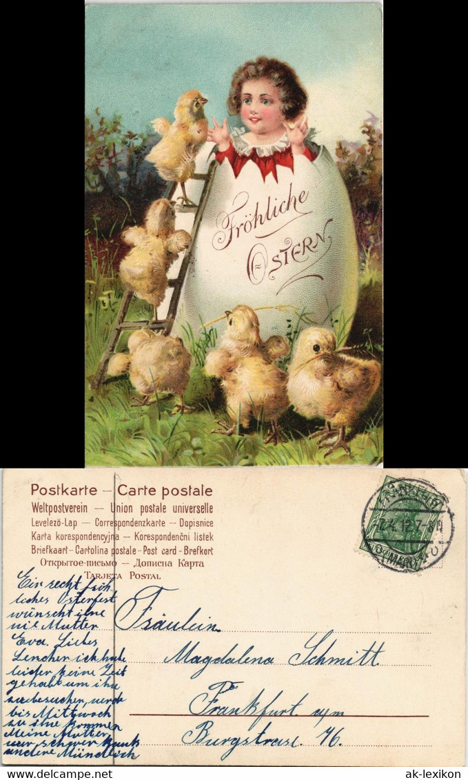 Ostern, Kind Kommt Aus Riesen Ei - Küken Auf Der Leiter (Easter) 1912 - Easter