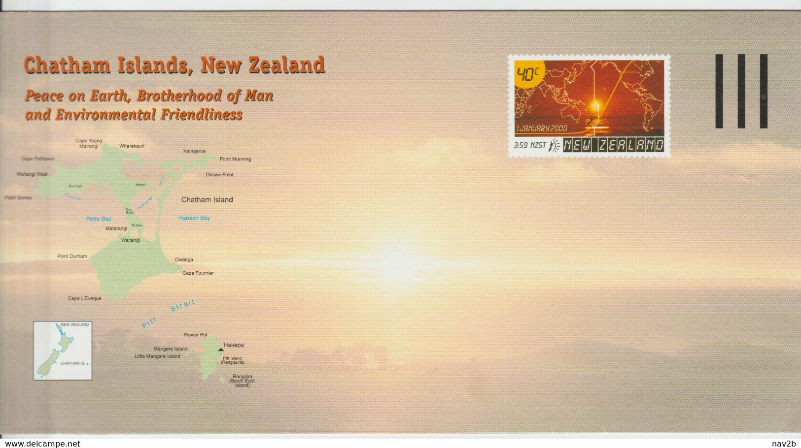 Entier Enveloppe , Passage De L'an 2000 à Chatham Islands , Nouvelle Zélande . - Interi Postali
