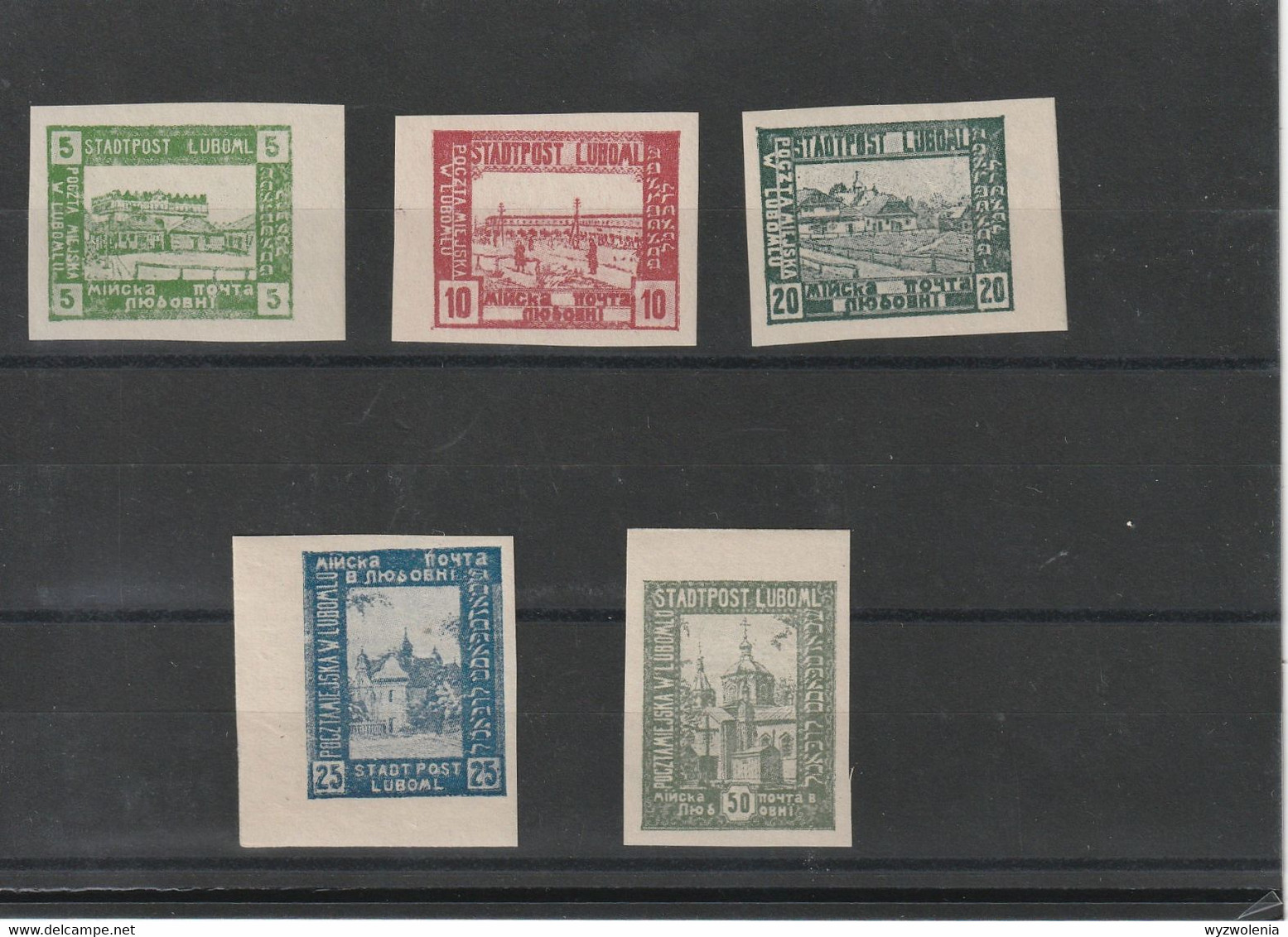 E 428) Polen 1918 Bestellpostanstalt LUBOMIR Mi# I-V * Geschnitten: Ansichten - Unused Stamps