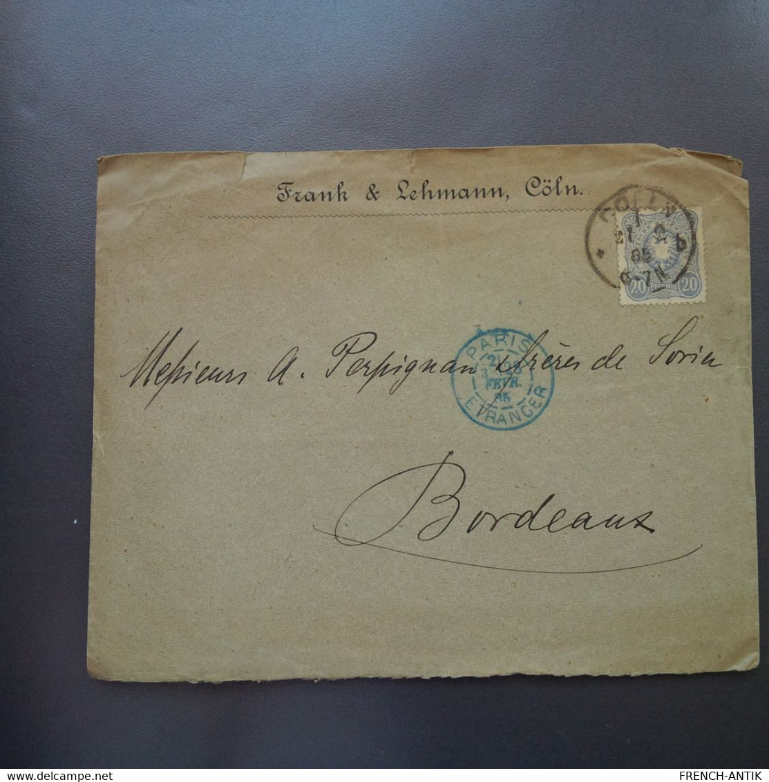 LETTRE AVEC TIMBRE COLN POUR BORDEAUX CACHET PARIS ETRANGER 1885 - 1876-1898 Sage (Tipo II)