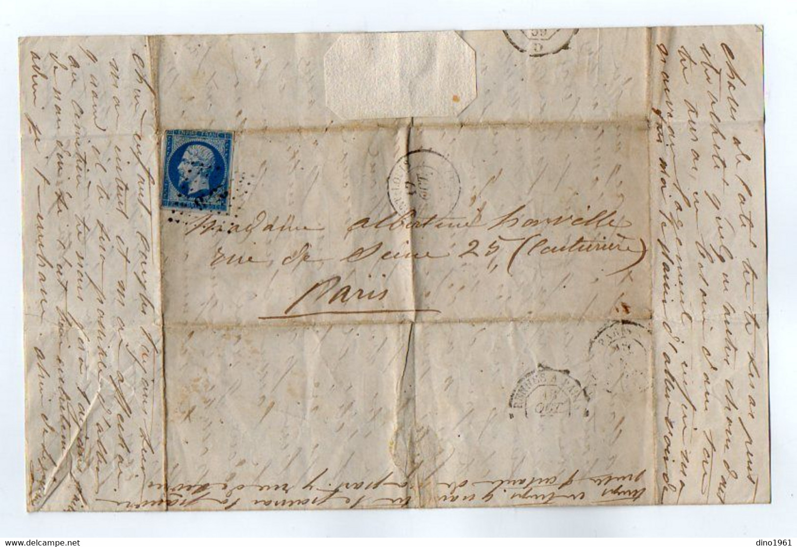 TB 3146 - 1859 - LAC - Lettre De PORT - LOUIS ( Morbihan ) Pour Mme HORVILLE ( Couturière ) à PARIS - 1849-1876: Classic Period