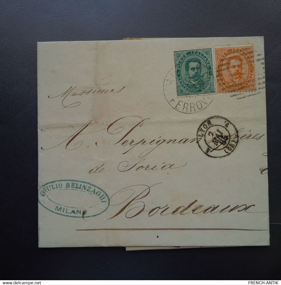 LETTRE MILANO POUR BORDEAUX 1885 - Poststempel