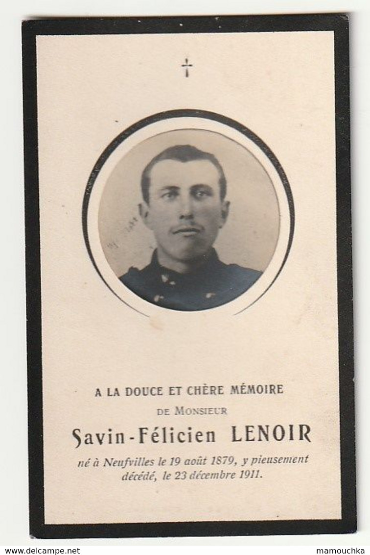 Décès Savin Félicien LENOIR Neufvilles 1879 -1911 (photo) - Soldat? - Devotion Images