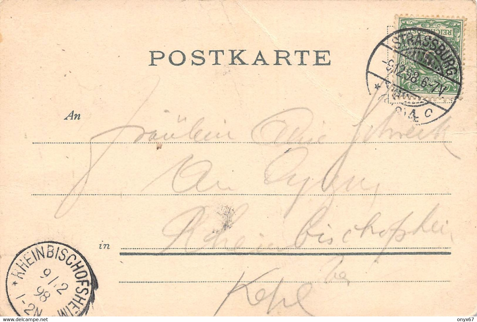 SCHILTIGHEIM-Strasbourg-67-Bas-Rhin-Hauptgasse-Tampon-Briefstempel-1898 Rheinbischofheim-Photo Gerschel Ainé - Schiltigheim