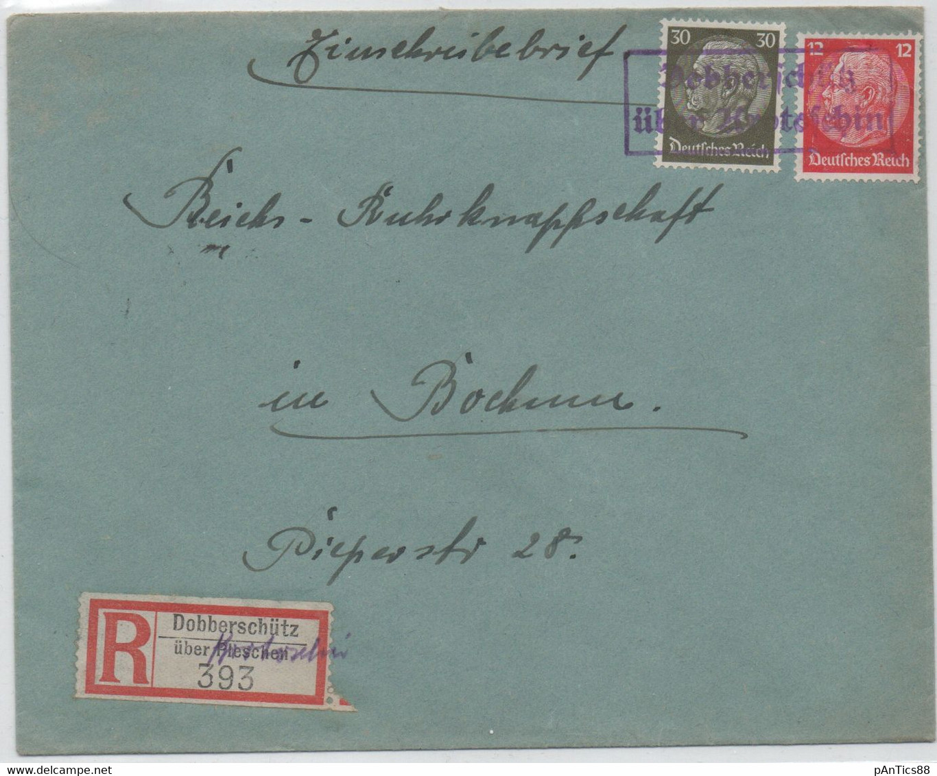 Germany/DReich 1940 Cover/Brief With/mit 2 Stamps/Marken, Cancel/Stempel DOBBERSCHUETZ/ueber KROTOSCHIN - Covers & Documents