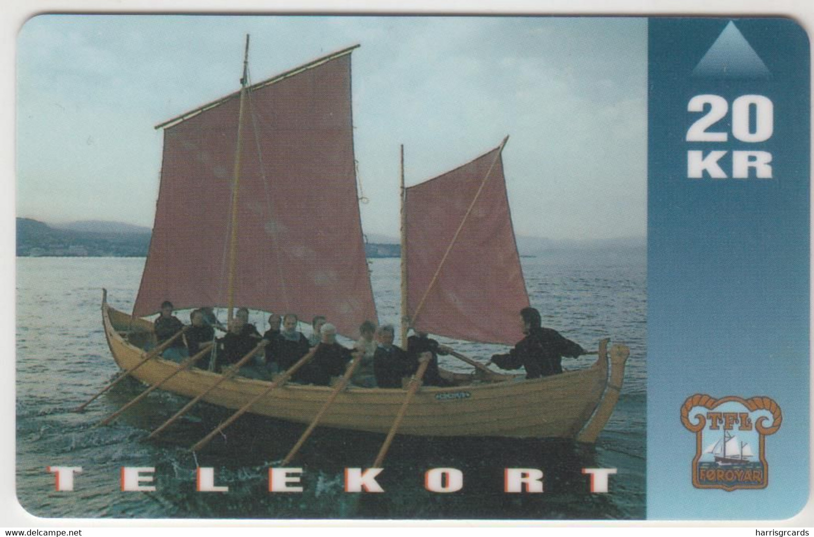 FAROE ISLANDS - Shiptype "seksæringur" , 20 Kr,  Faroese Telecom, Tirage 80.000, 03/95 , Used - Faroe Islands