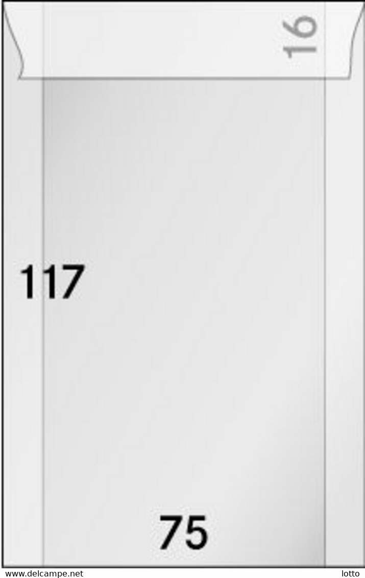 Lindner Pergamin-Tüten (705), 75 X 117 + 16 Mm Klappe, 100er-Packung - NEU - Buste Trasparenti