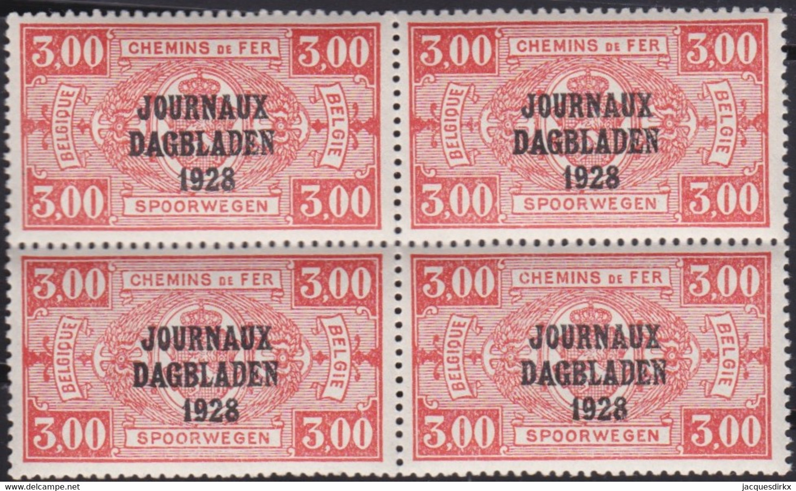 Belgie   .   OBP  .    JO 10  Blok 4  (2 Scans)      .   **  .   Postfris  .  /  .   Neuf  SANS Charnière - Dagbladzegels [JO]