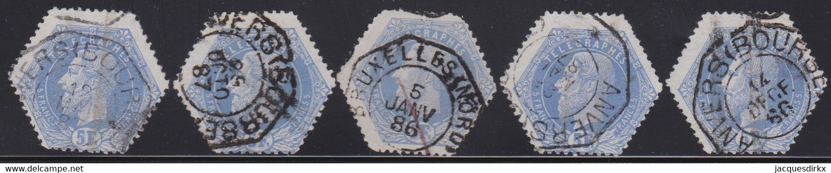 Belgie   .   OBP  .   TG 7  5x     .    O       .    Gebruikt        .  /  .   Oblitéré - Timbres Télégraphes [TG]