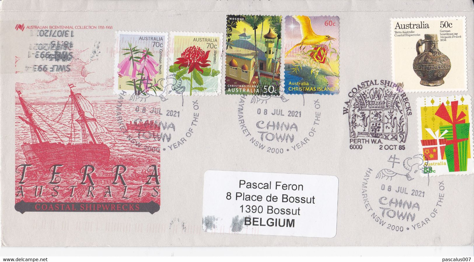 B01-384 Terra Australis Terres Australes China Town 08-07-2021 Year Of The OX Corona Covid 19 WHO -Douane - Storia Postale