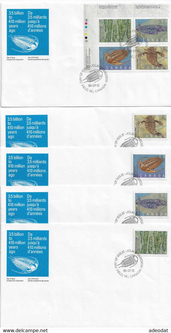 CANADA 1990 SCOTT 1279-1282a,1283-1286a FDCs - 1981-1990