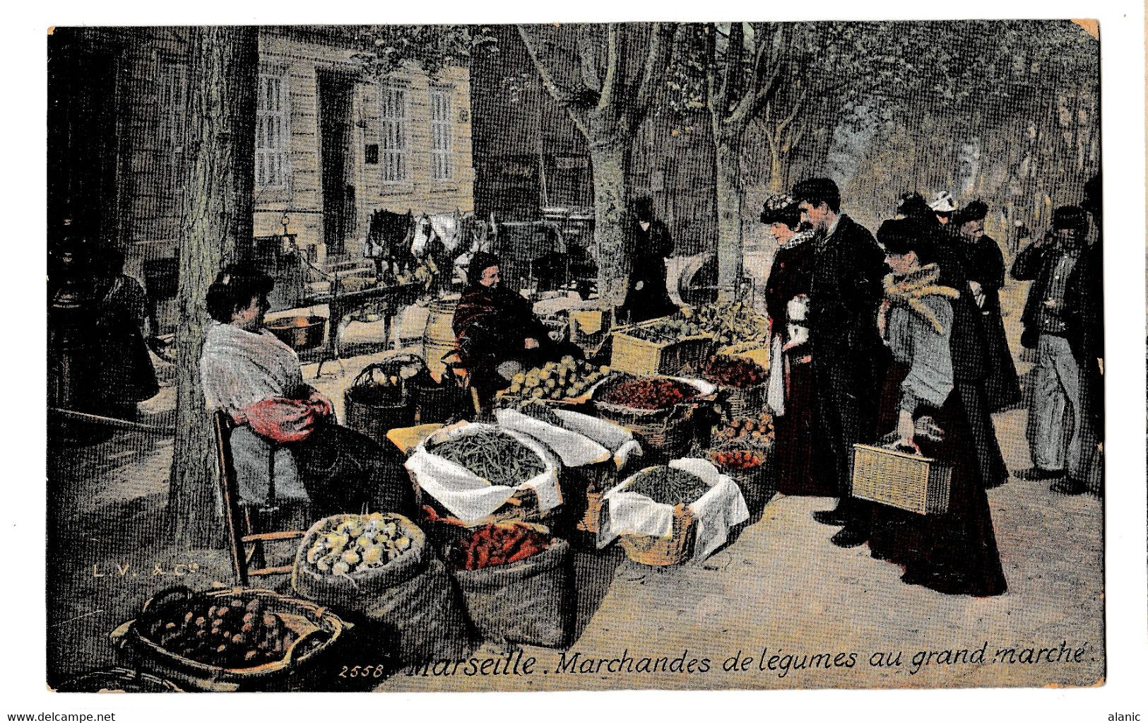 CPA-13 Marseille) - Marchandes De Légumes Au Grand Marché  TTB  CIRCULEE 1909 - Old Professions