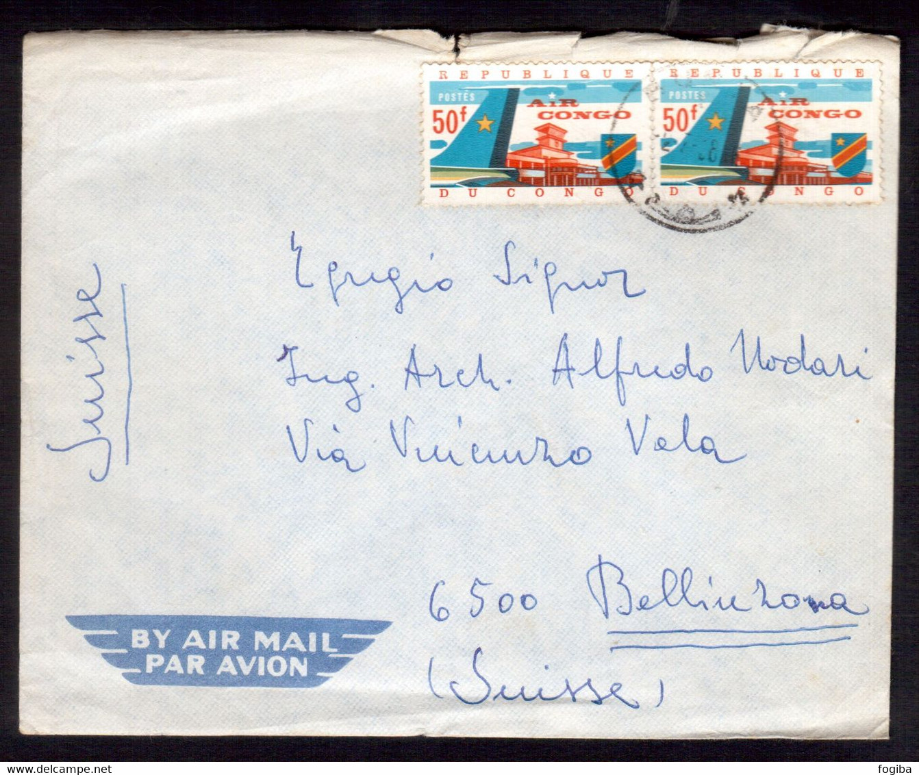 Q88   Republic Of Congo Kinshasa Air Mail Cover 1963 Sent To Suisse (Bellinzona) Pair N.519 - Sonstige & Ohne Zuordnung