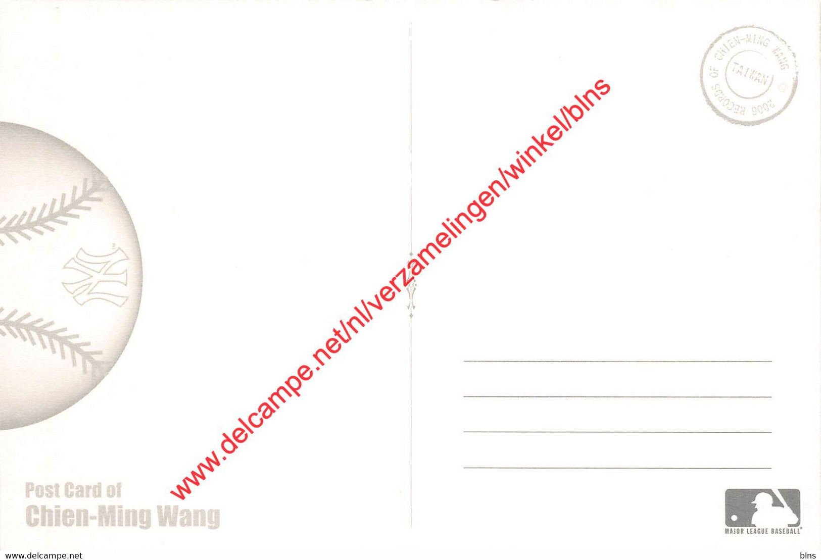 Chien-Ming Wang - 王建民  Wáng Jiànmín - 2006 - Major League Baseball - New York Yankees  - Baseball Postcard - Andere & Zonder Classificatie