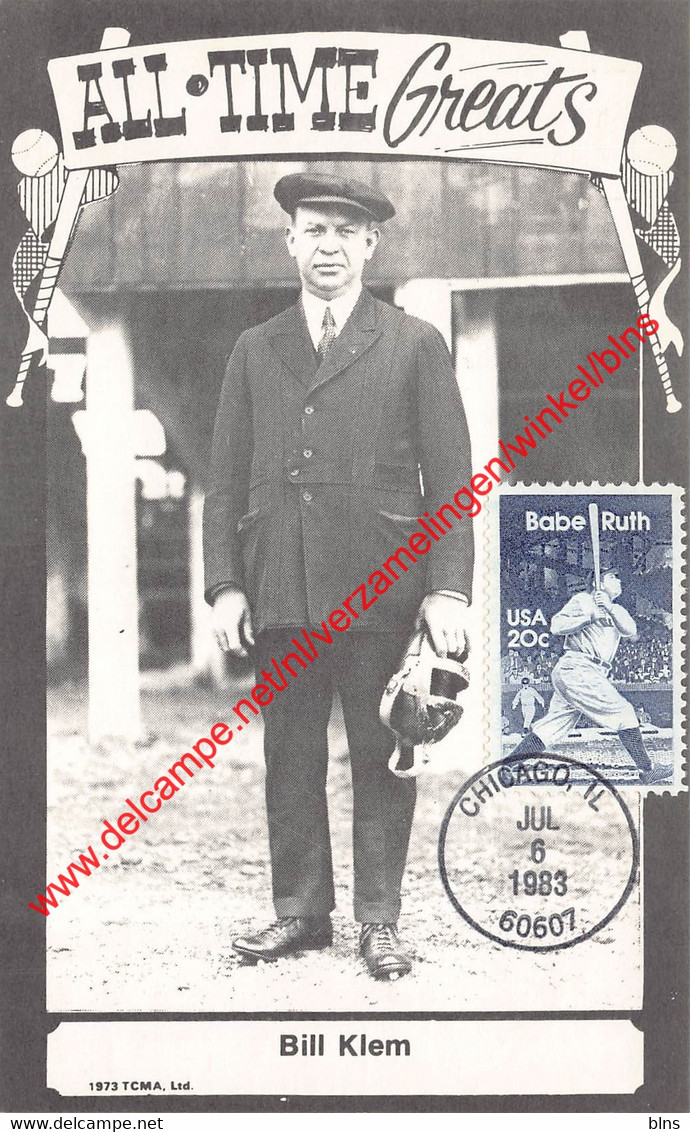 Bill Klem - Umpire National League - All Time Greats  - Baseball Postcard - Other & Unclassified