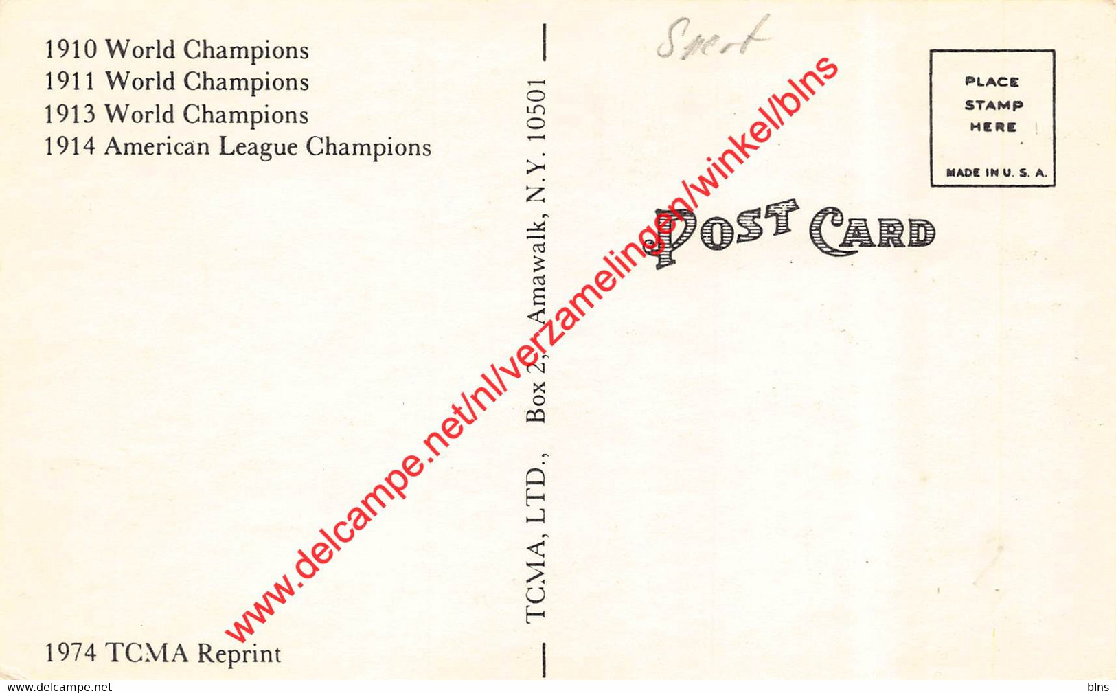 Eddie Collins  - Baseball Postcard - Andere & Zonder Classificatie