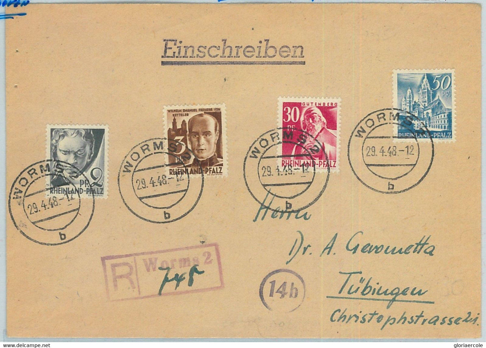 66772 - GERMANY  Rheinland-Pfalz - Postal History - REGISTERED COVER To TOBINGEN - Oldenburg