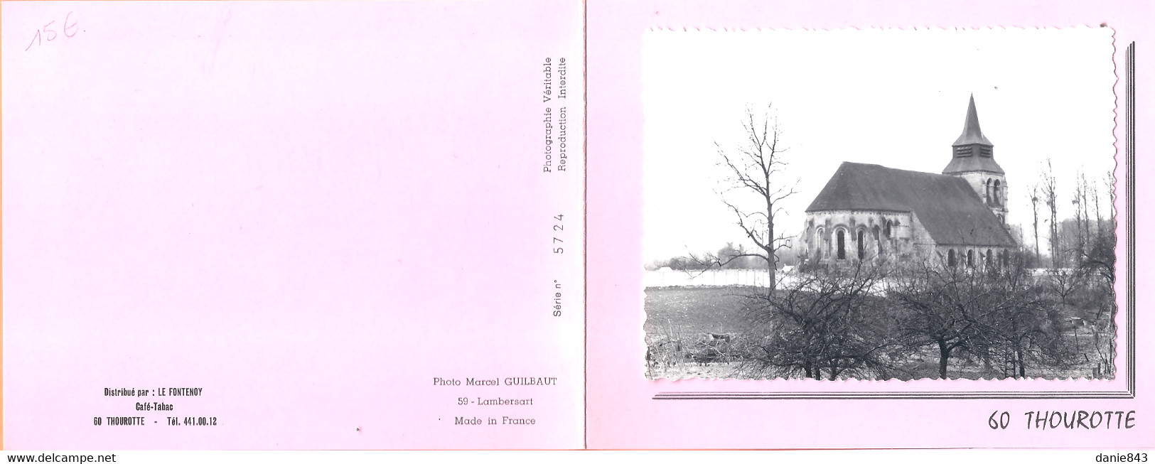 Carte Lettre 2 Volets CPSM, Photo Collée - OISE - THOUROTTE - L'ÉGLISE - édition Le Fontenoy, Photo Guilbaut / 5724 - Thourotte