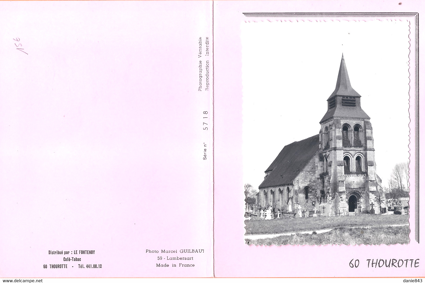 Carte Lettre 2 Volets CPSM, Photo Collée - OISE - THOUROTTE - L'ÉGLISE - édition Le Fontenoy, Photo Guilbaut / 5718 - Thourotte