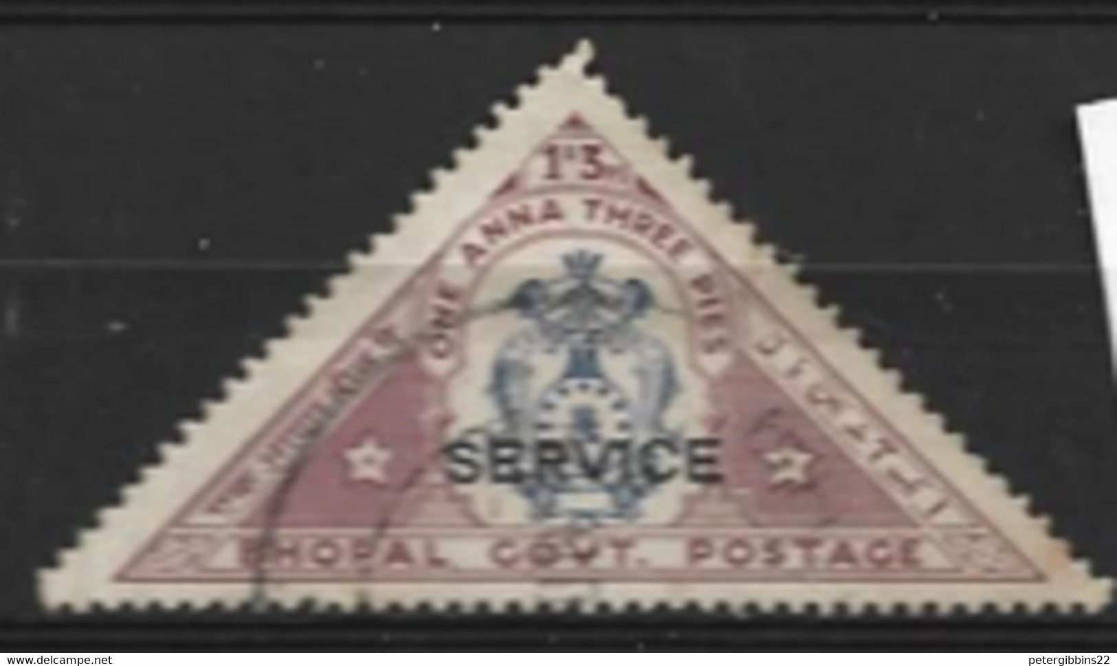 India  Bhopal  1935  SG 0330  1a.3p  SERVICE   Fine Used - Bhopal