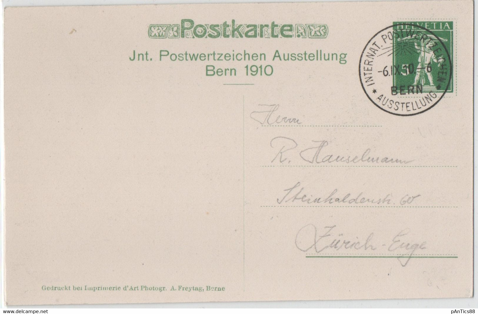 Switzerland/Schweiz 1910 Stat Card/GA Karte 5 Rp, Special Cancel/Sonderstempel BERN/ AUSSTELLUNG - Enteros Postales