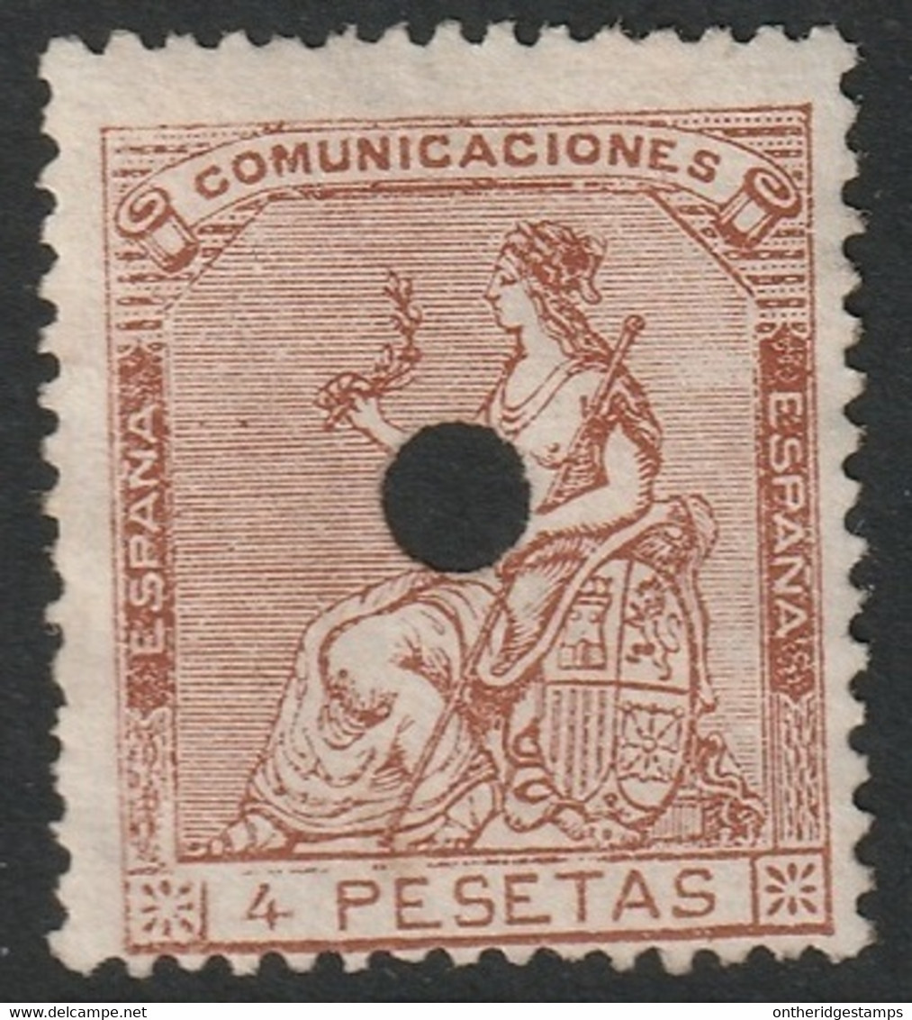 Spain 1873 Sc 199 Espana Ed 139T Yt 138 Used Telegraph Punch Cancel - Usati