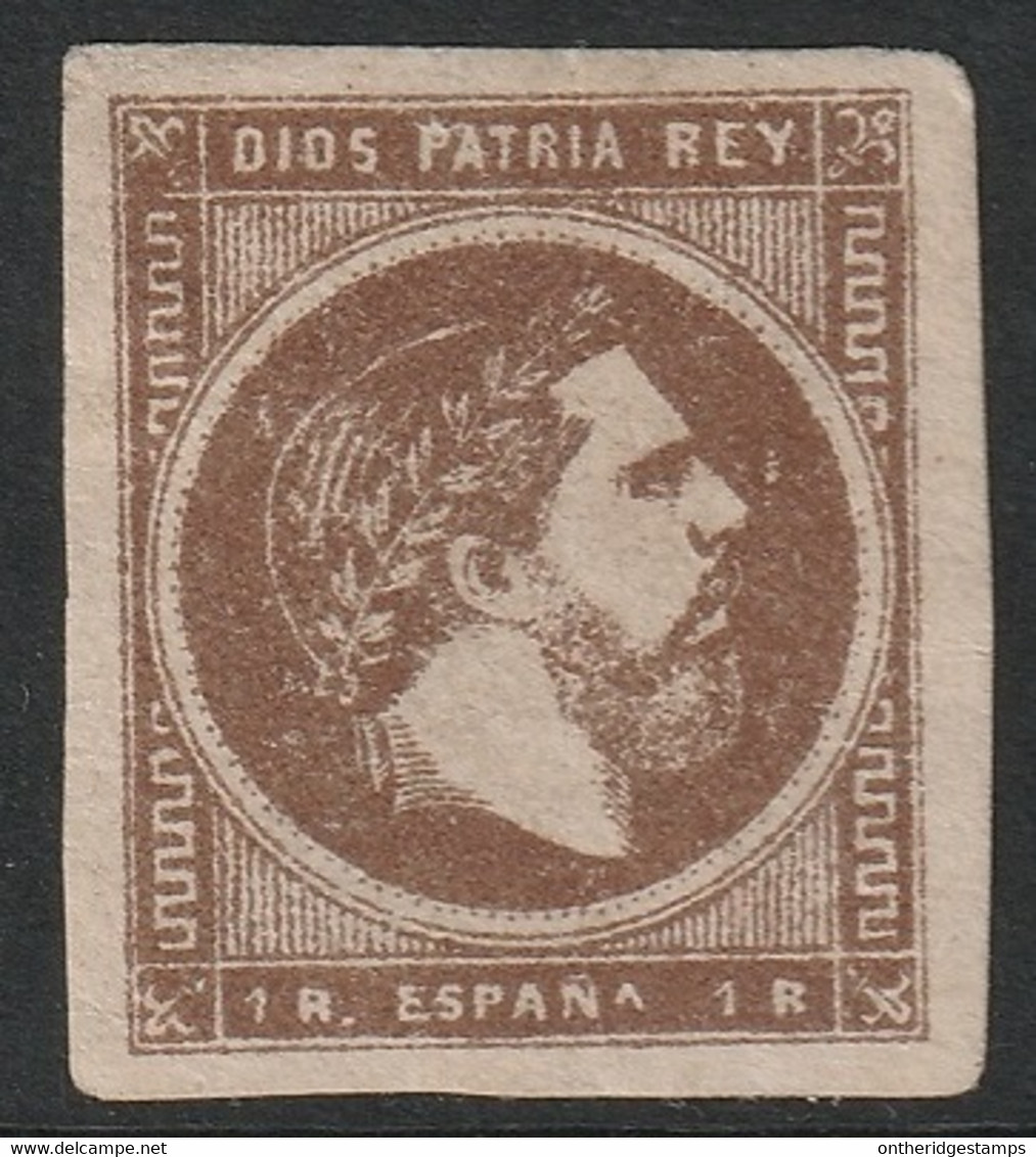 Spain 1874 Sc X7 Espana Ed 161ra Yt 3 Carlist MNG(*) "cut A" Variety - Carlistes