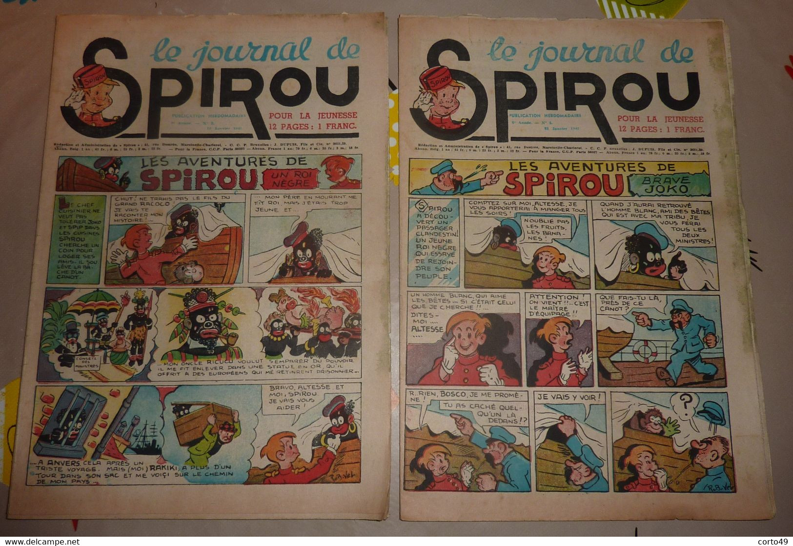 2 "JOURNAL DE SPIROU " CINQUIEME ANNEE - Les N° 3 Et 4 Du 15 Et 22 Janvier 1942 -- 12 Pages !!!voir  Les 4 Scans ! - Spirou Magazine