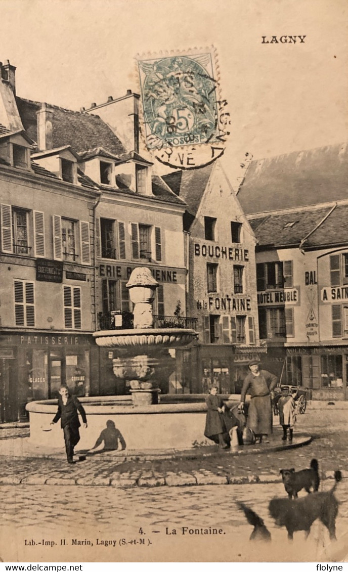 Lagny - Place Et La Fontaine - Pâtisserie - Boucherie De La Fontaine - épicerie Parisienne - Lagny Sur Marne