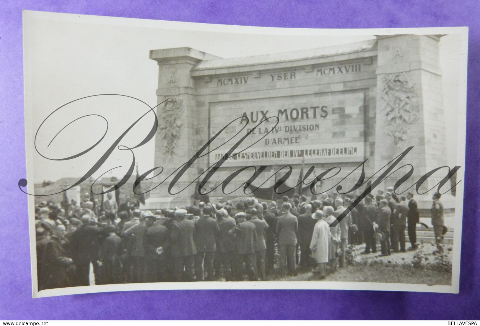 Geurre 1914-1918 Yser  Monument Ter Ere Van De IV  Division D'Armee_ Leger Divisie  Foto-kaart  Carte Photo - Monuments Aux Morts