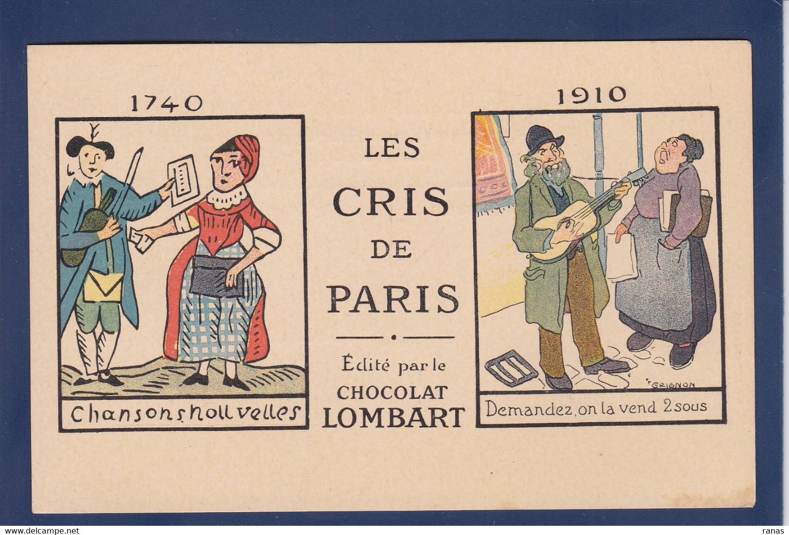 CPA Les Cris De Paris Métier Publicité Chocolat Lombart Non Circulé - Petits Métiers à Paris