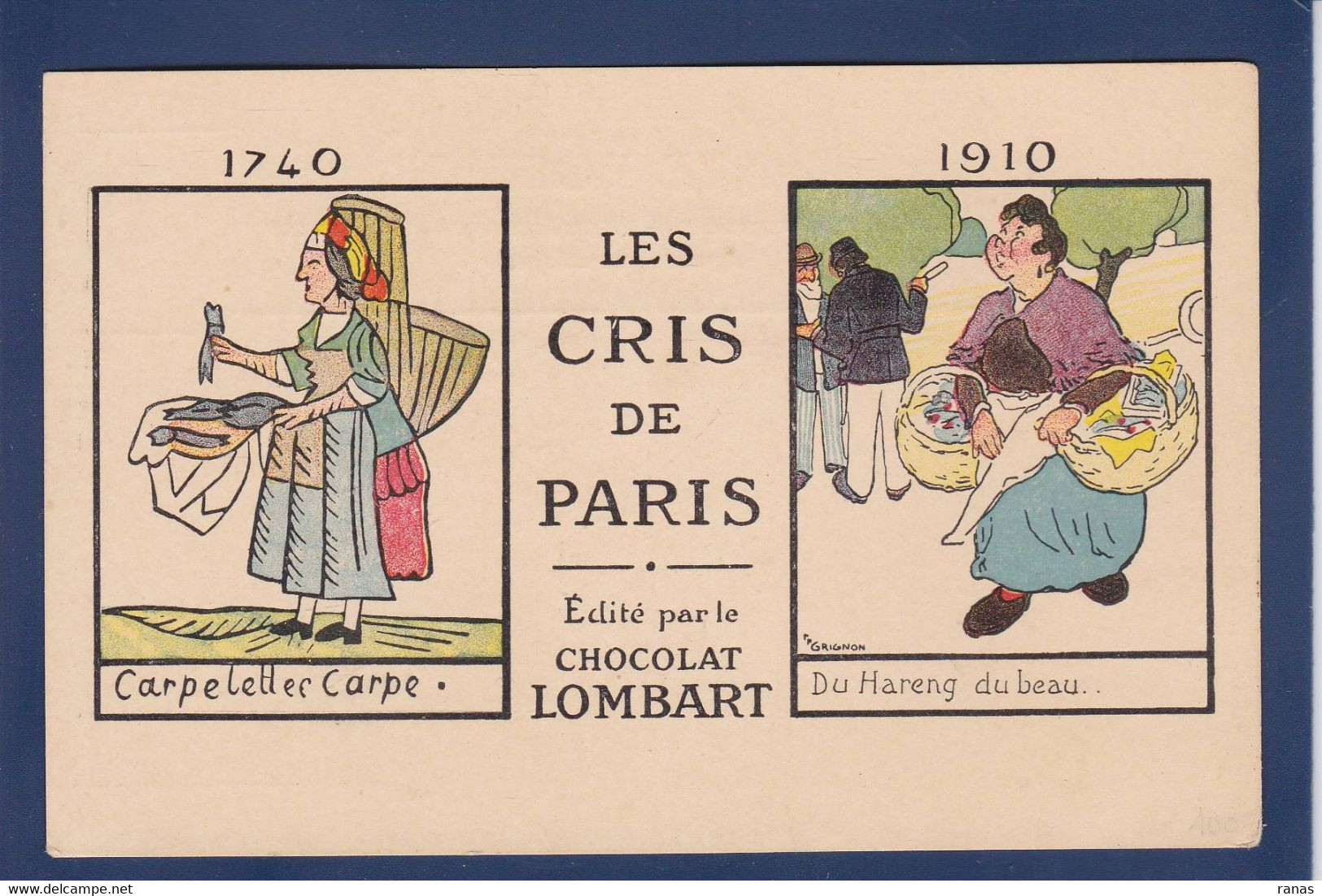 CPA Les Cris De Paris Métier Publicité Chocolat Lombart Non Circulé - Petits Métiers à Paris