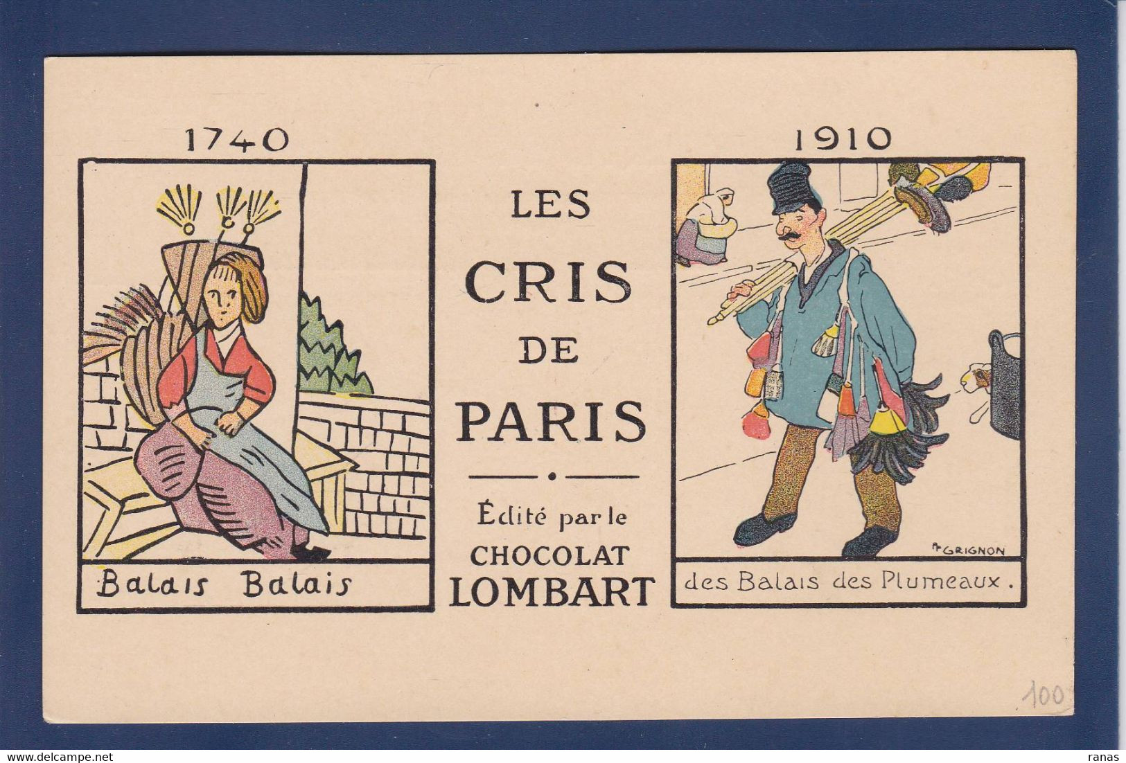 CPA Les Cris De Paris Métier Publicité Chocolat Lombart Non Circulé - Petits Métiers à Paris