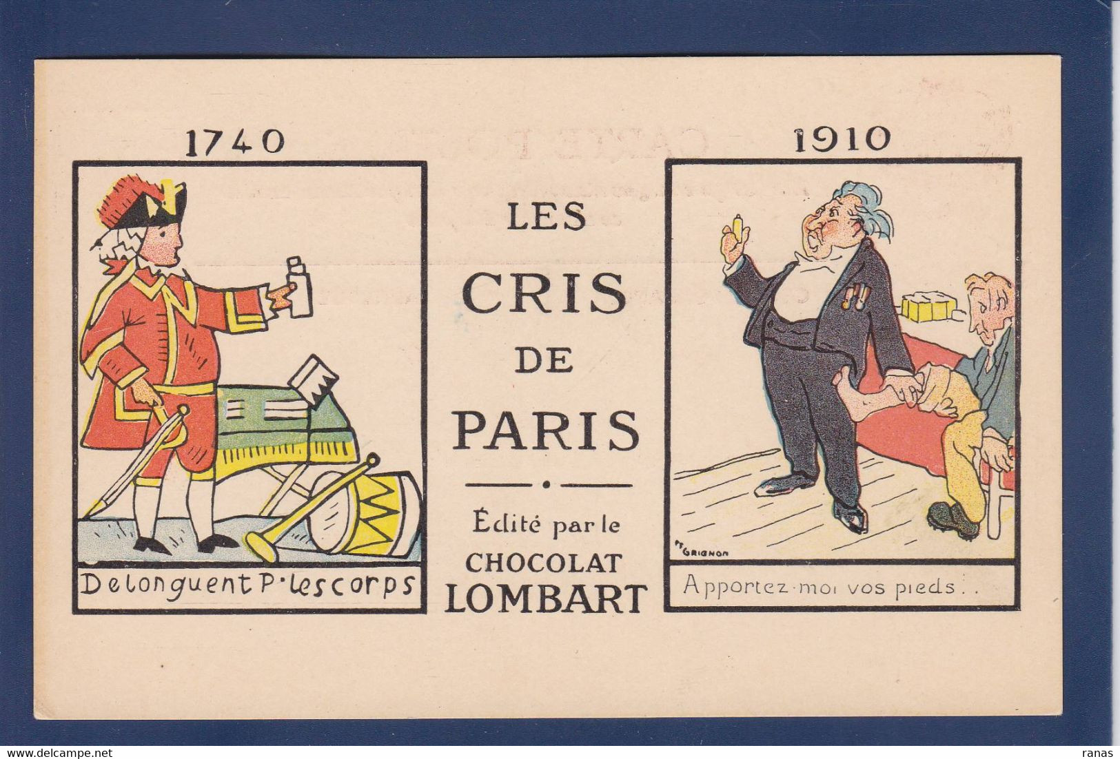 CPA Les Cris De Paris Métier Publicité Chocolat Lombart Non Circulé Pédicure Médecine - Straßenhandel Und Kleingewerbe