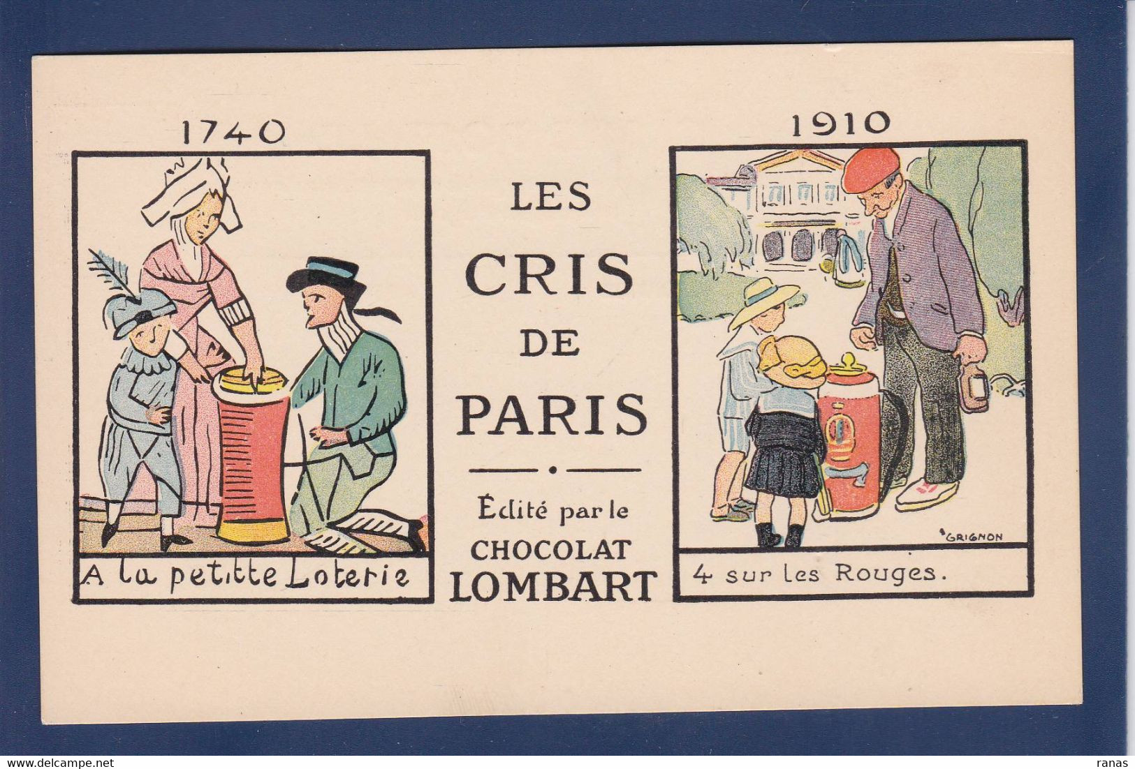 CPA Les Cris De Paris Métier Publicité Chocolat Lombart Non Circulé - Petits Métiers à Paris