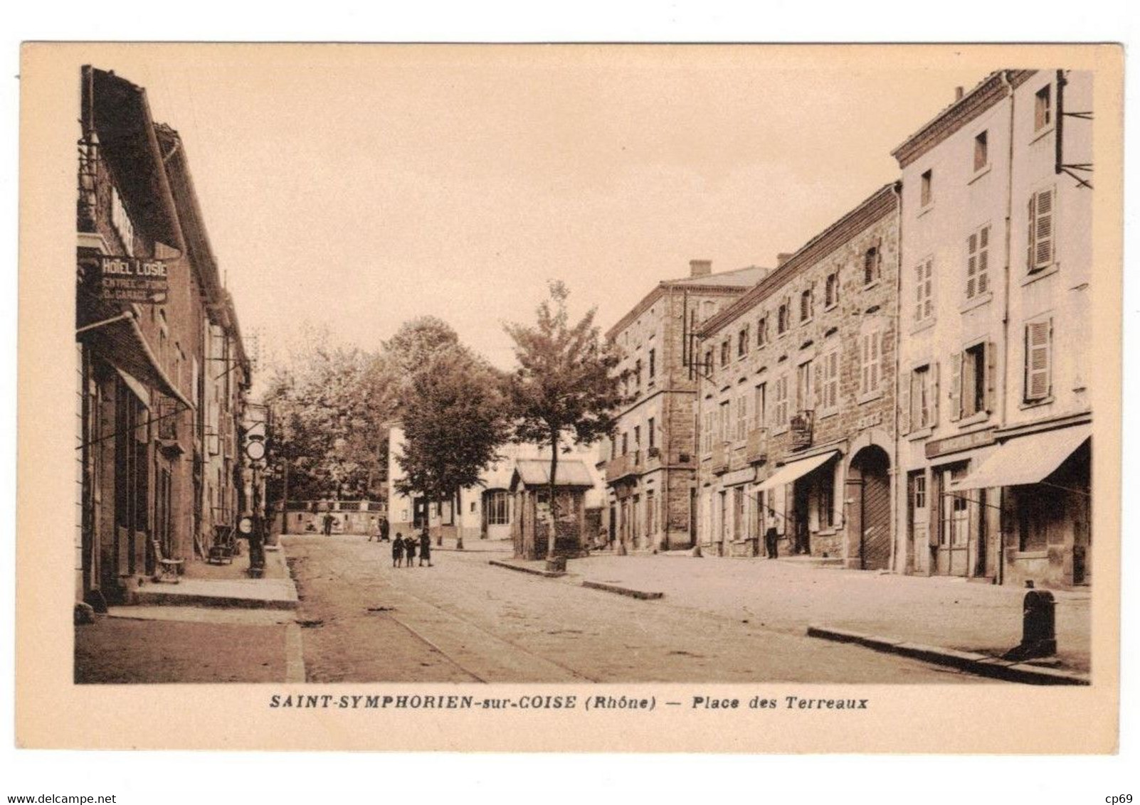 Saint-Symphorien-sur-Coise Place Des Terreaux Rhône 69590 Cp Format Ancienne Tardive Bistre En TB.Etat - Saint-Symphorien-sur-Coise