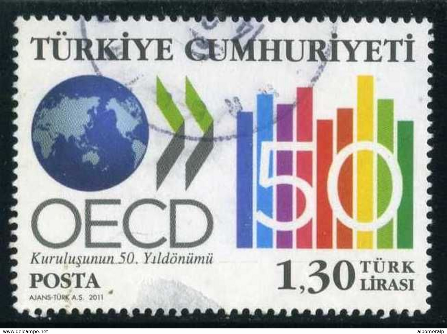 Türkiye 2011 Mi 3880 O, OECD 50th Anniversary - Oblitérés