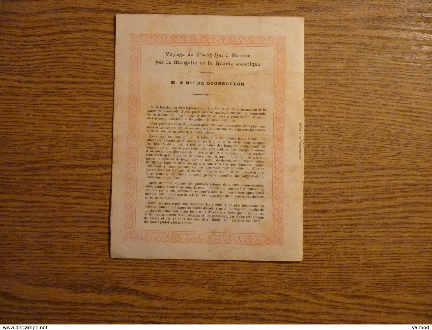 Protège-Cahier/Couverture "Voyage De Shang-Haï à Moscou - Bourboulon"- Plié 22,3 X 17,4 Cm Environ. - Protège-cahiers