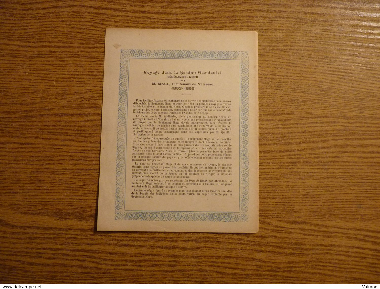 Protège-Cahier/Couverture "Voyage Sénégambie-Niger- Soudan Occidental -Expédion Mage"-plié 22,2 X 17,3 Cm Environ. - Protège-cahiers