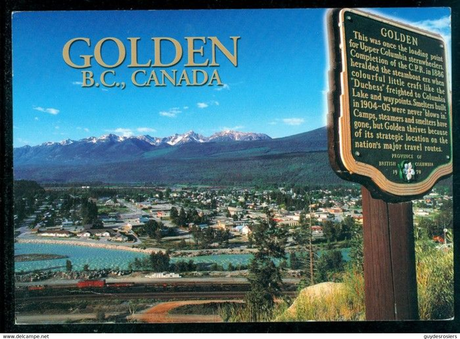 GOLDEN BC; Carte Postale Souvenir Post Card; Timbre Scott # 1927 Stamp; Oblitération Laser Jet Cancel (7416) - Storia Postale