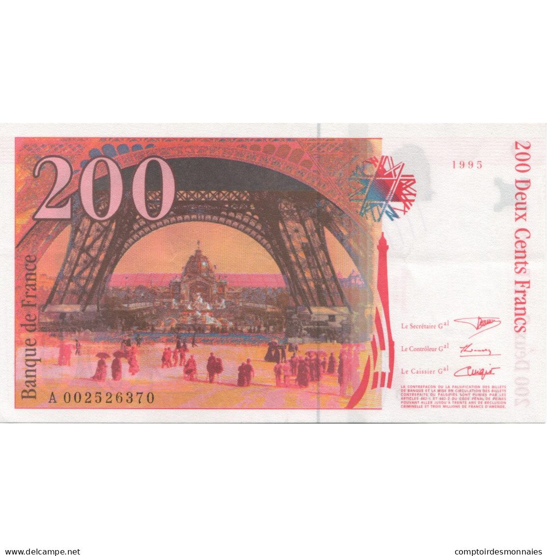 France, 200 Francs, Eiffel, 1995, NEUF, Fayette:75.1, KM:159a - 200 F 1995-1999 ''Eiffel''