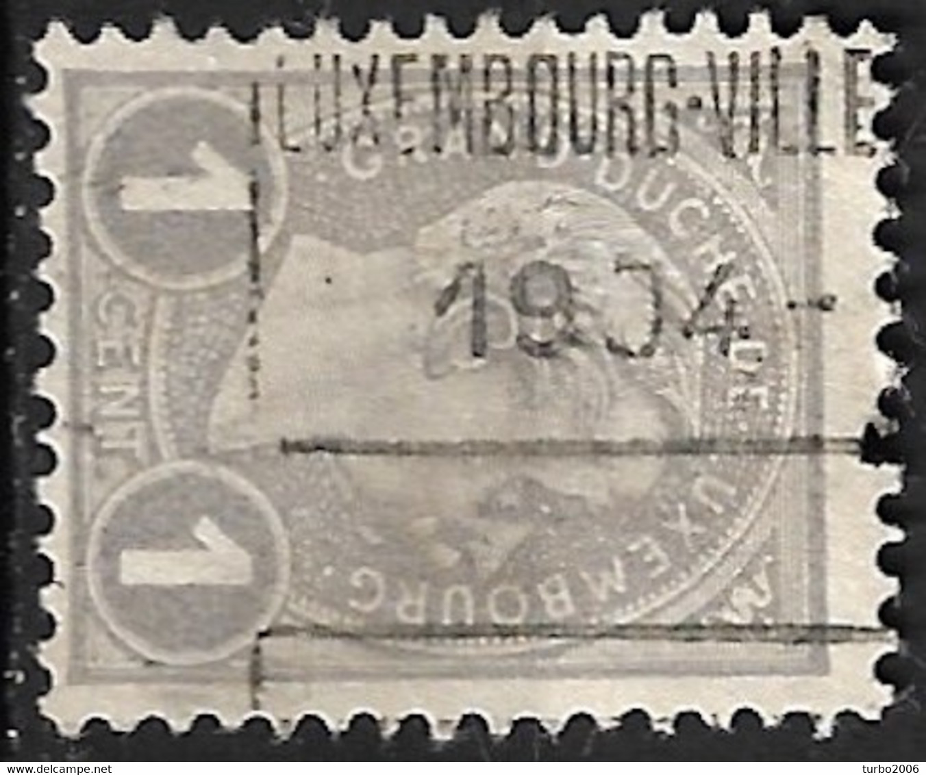 Luxemburg 1895 Grossherzog Adolf 1 Centime Graulila Michel 69 Precancellation LUXEMBOURG-VILLE 1934 - 1895 Adolfo Di Profilo