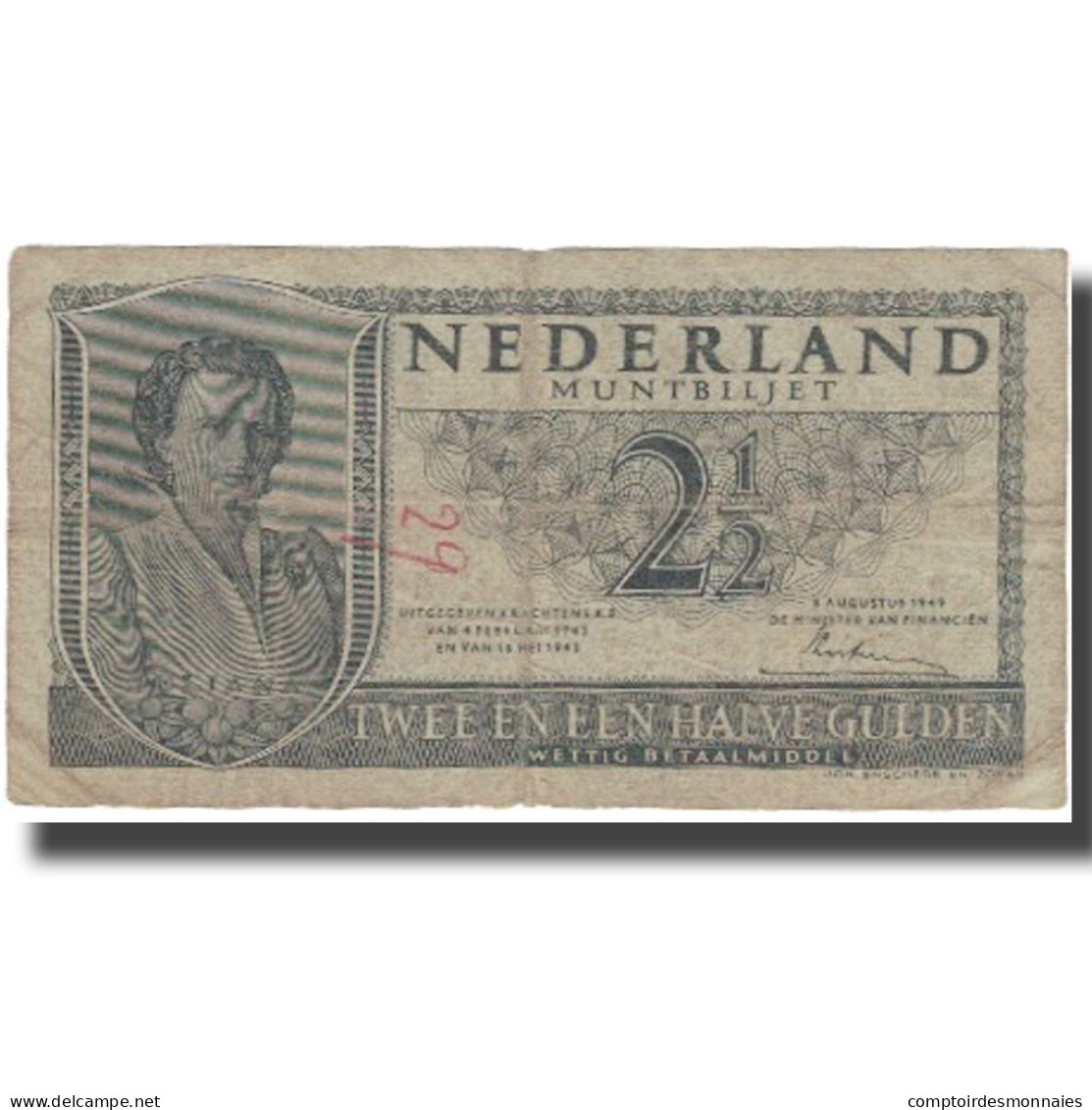 Billet, Pays-Bas, 2 1/2 Gulden, 1949, 1949-08-08, KM:73, TB - 2 1/2  Florín Holandés (gulden)