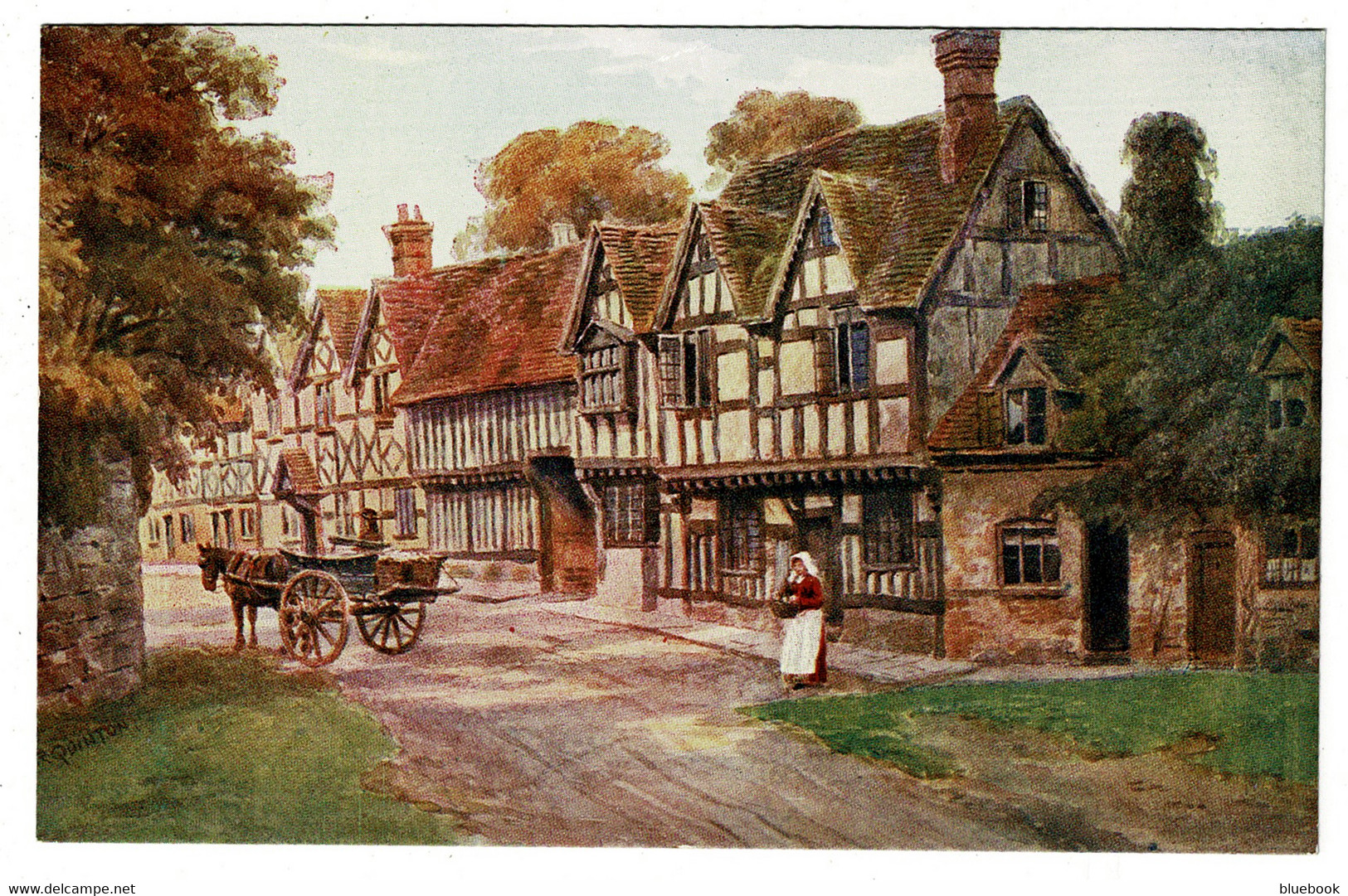 Ref 1528 - J. Salmon ARQ A.R. Quinton Postcard - Mill Street Warwick With Horse & Cart - Warwick
