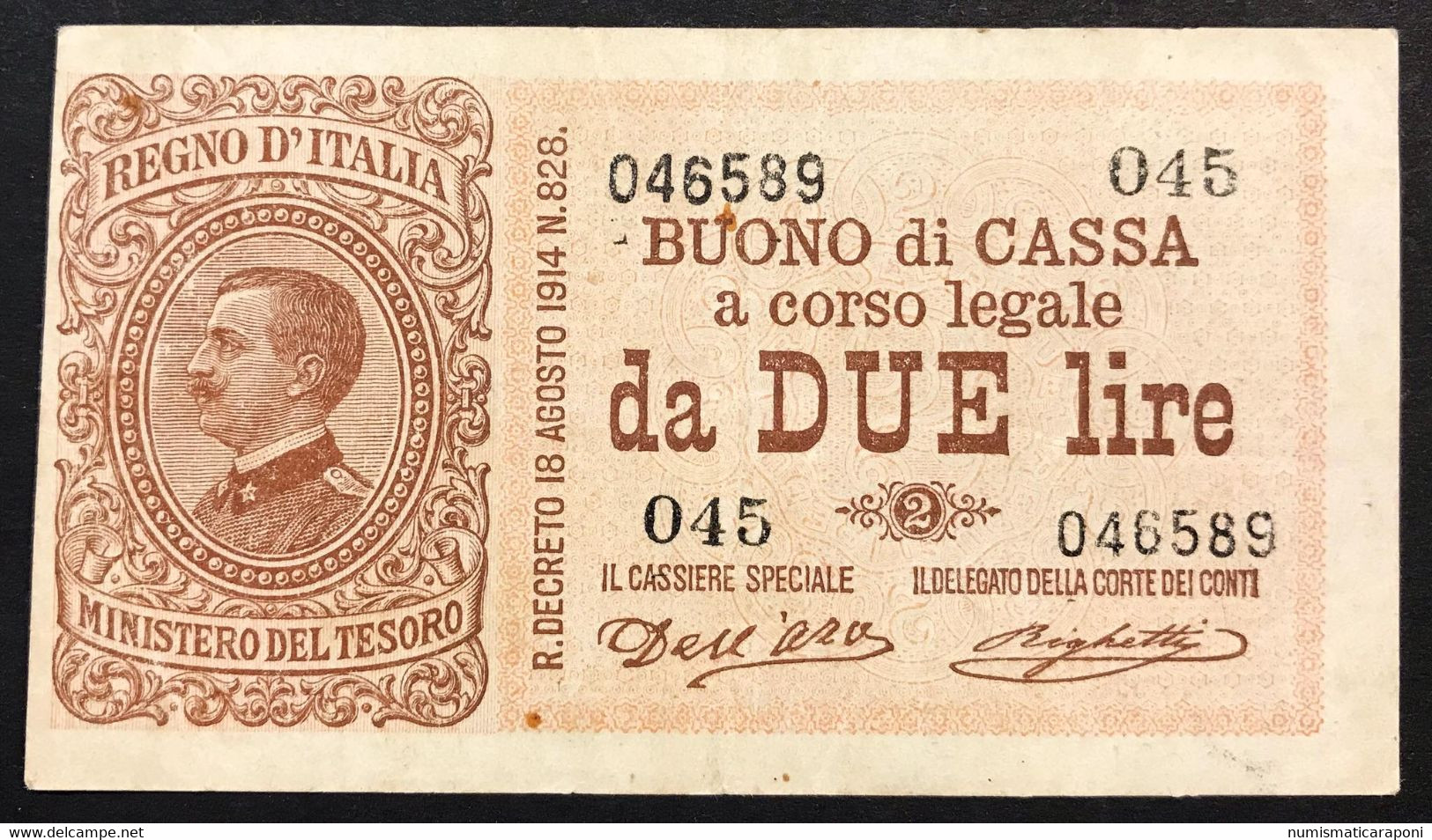2 Lire Buono Di Cassa Serie 045 21 09 1914 Bb+  LOTTO 1321 - Italië – 2 Lire