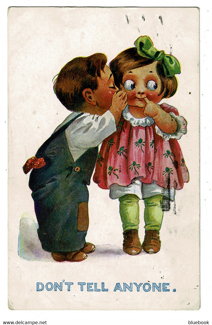Ref 1530 - 1914 Comic Postcard - American Kiddies Series "Don't Tell Anyone" - Bandes Dessinées