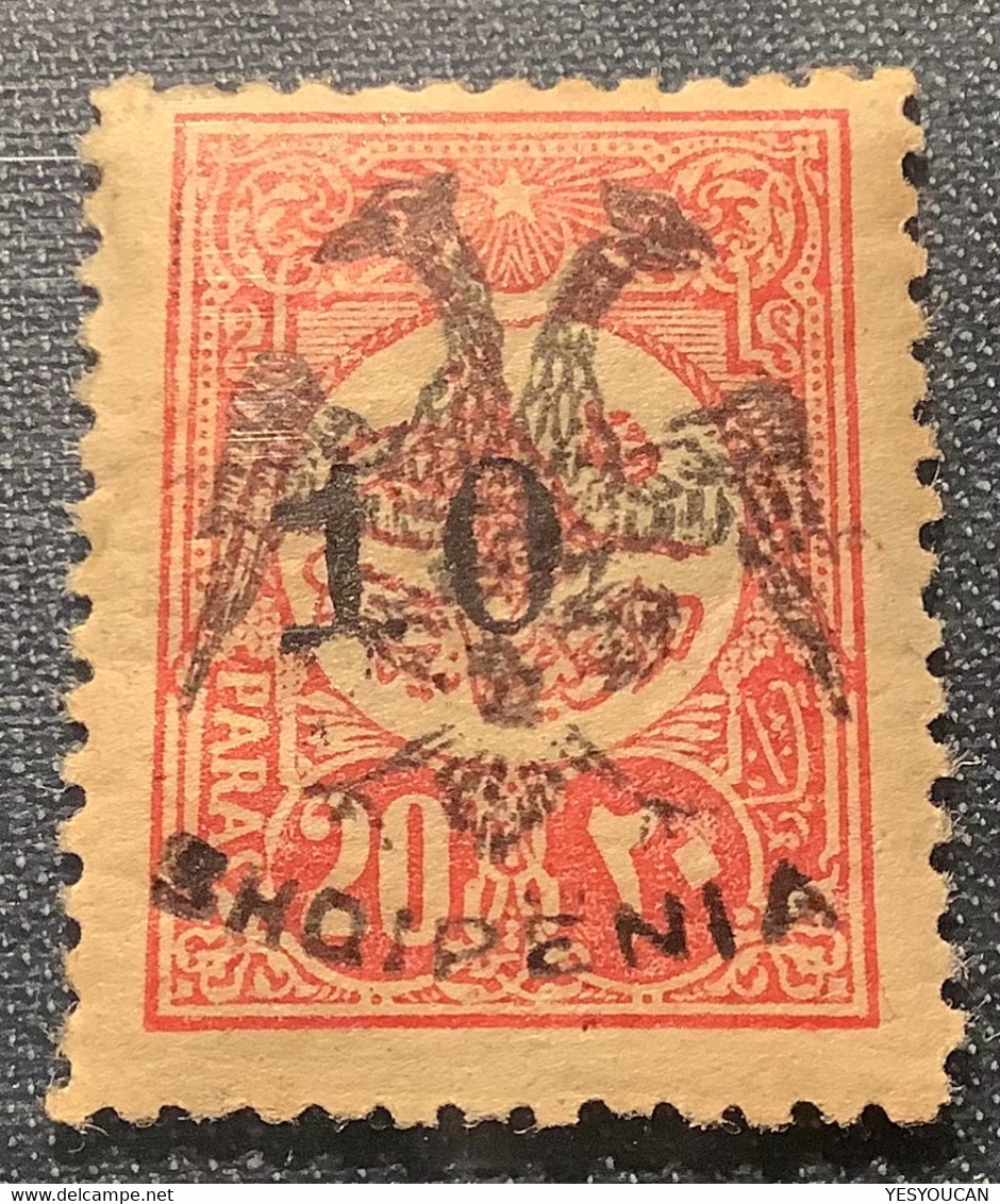 1913, Mi 16 RARE 1200€ VF MH* signed Scheller: 10 pa on 20 paTurkey ovpt Eagle & Shqipenia(Albanien Albania Albanie neuf