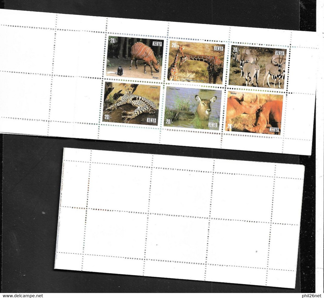 Kenya  Carnet N° C657 Faune complet 24 timbres (4 séries 657 à 662)  + présentations  et Histoire Neufs  * *  TB Rare !